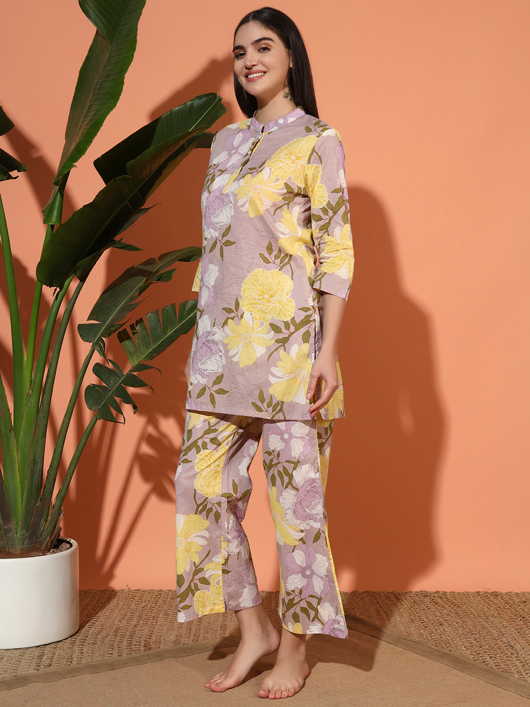 🌼 Women’s Pastel Floral Print Night Suit Co-Ord Set