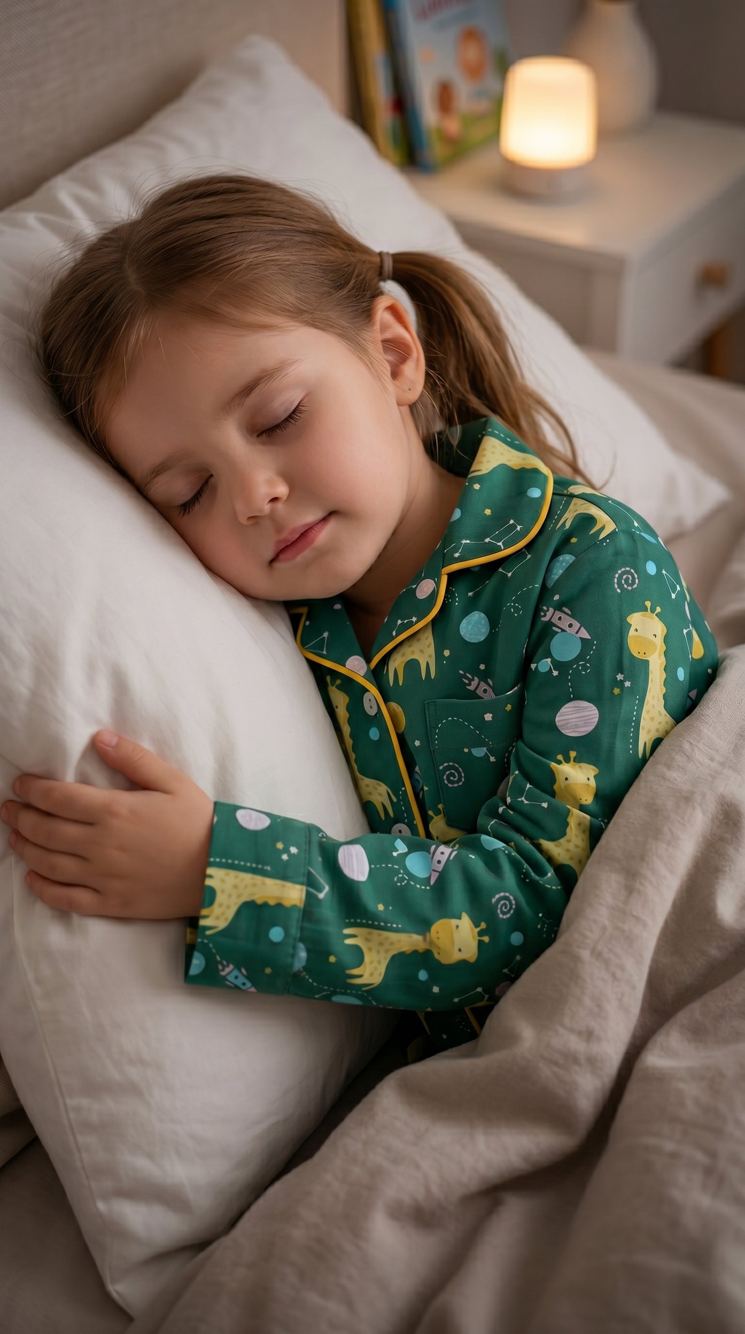 💕🦒Kids Printed Night Suit Set | Giraffe & Space Print Cotton Nightwear | Soft & Comfortable Sleepwear Girls