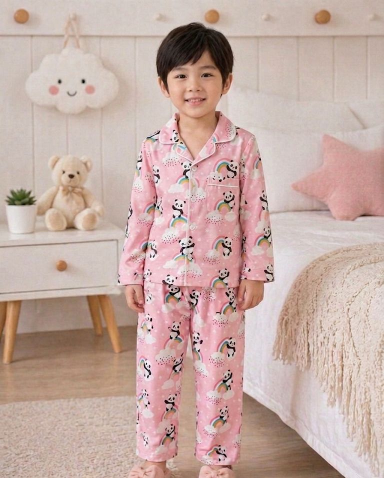 🐼💕🐼Kids Printed Night Suit Set Boys Cotton Nightwear Soft & Comfortable Sleepwear
