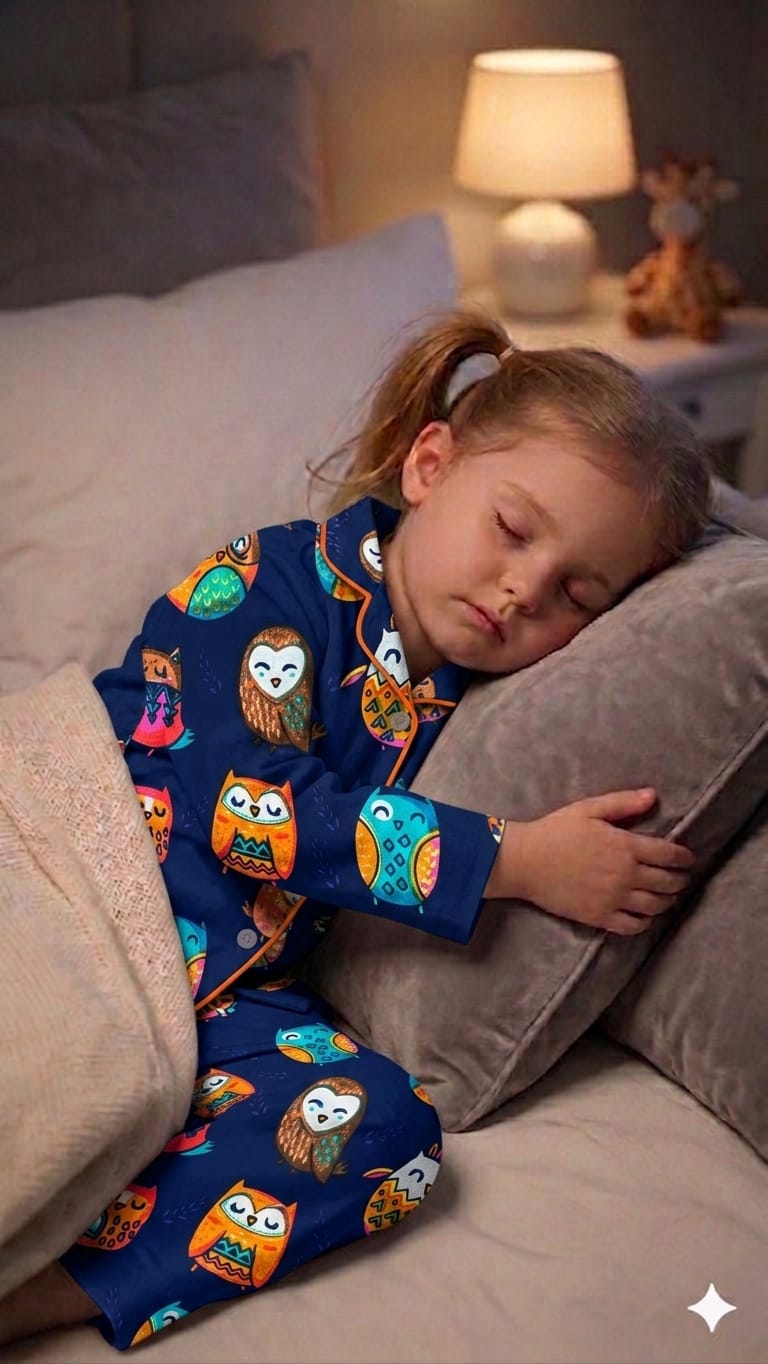 🦉💖Kids Printed Night Suit Set GIRL Cotton Nightwear Soft & Comfortable Sleepwear