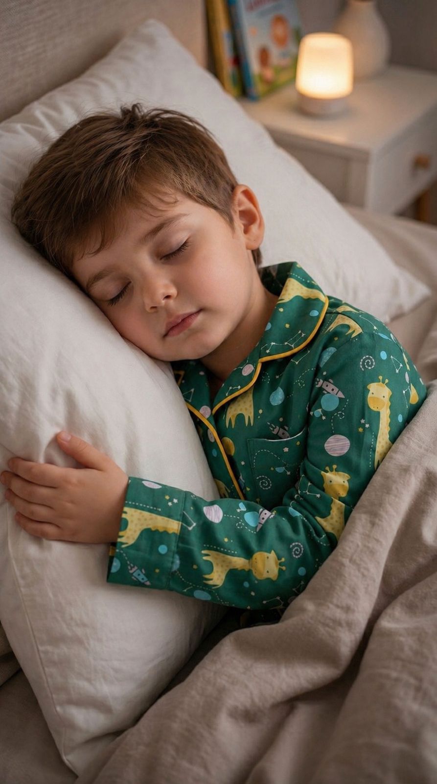 💕🦒Kids Printed Night Suit Set | Giraffe & Space Print Cotton Nightwear | Soft & Comfortable Sleepwear boy