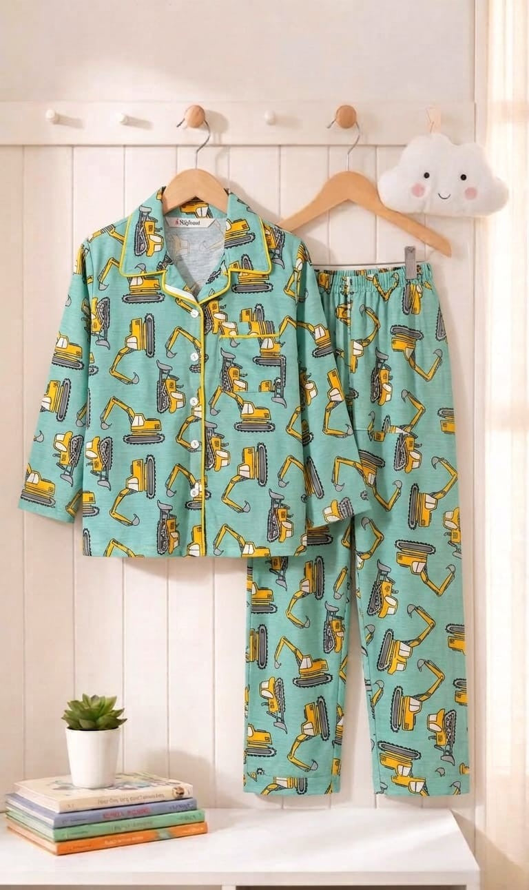 💕Kids Rainbow Print Night Suit Set | Cute Printed Cotton Pajama Set for Girls| Soft & Comfortable Sleepwear