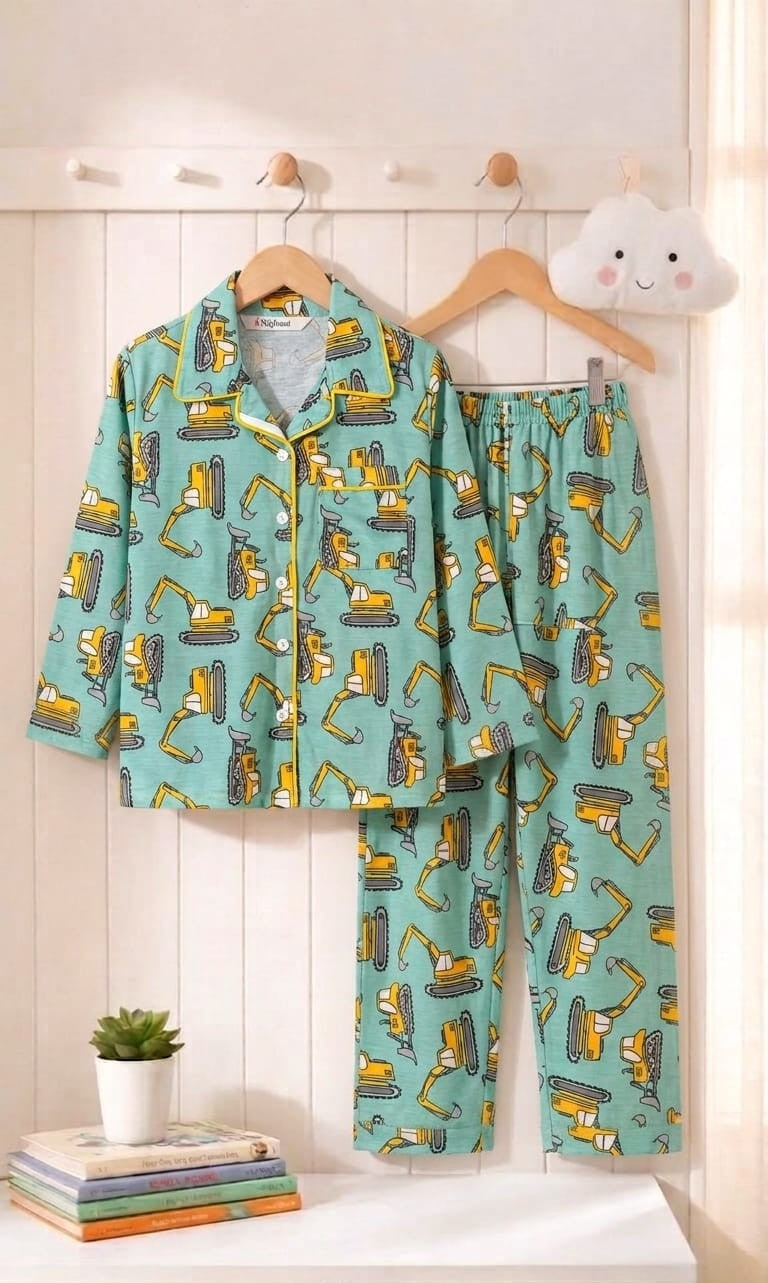 🐼💕🐼Kids Printed Night Suit Set Boys Cotton Nightwear Soft & Comfortable Sleepwear
