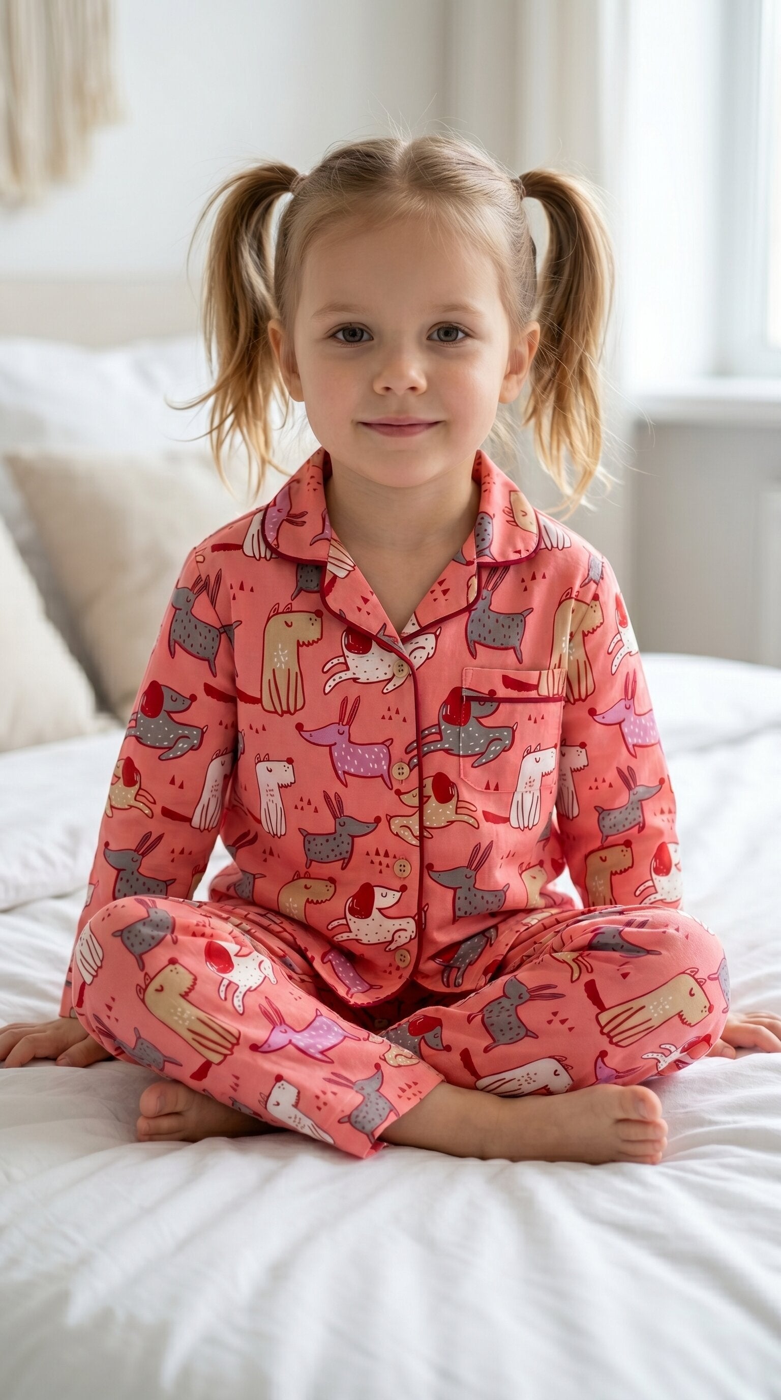 💕🦒Kids Printed Night Suit Set | Animal Print Cotton Nightwear | Soft & Comfortable Sleepwear Girls