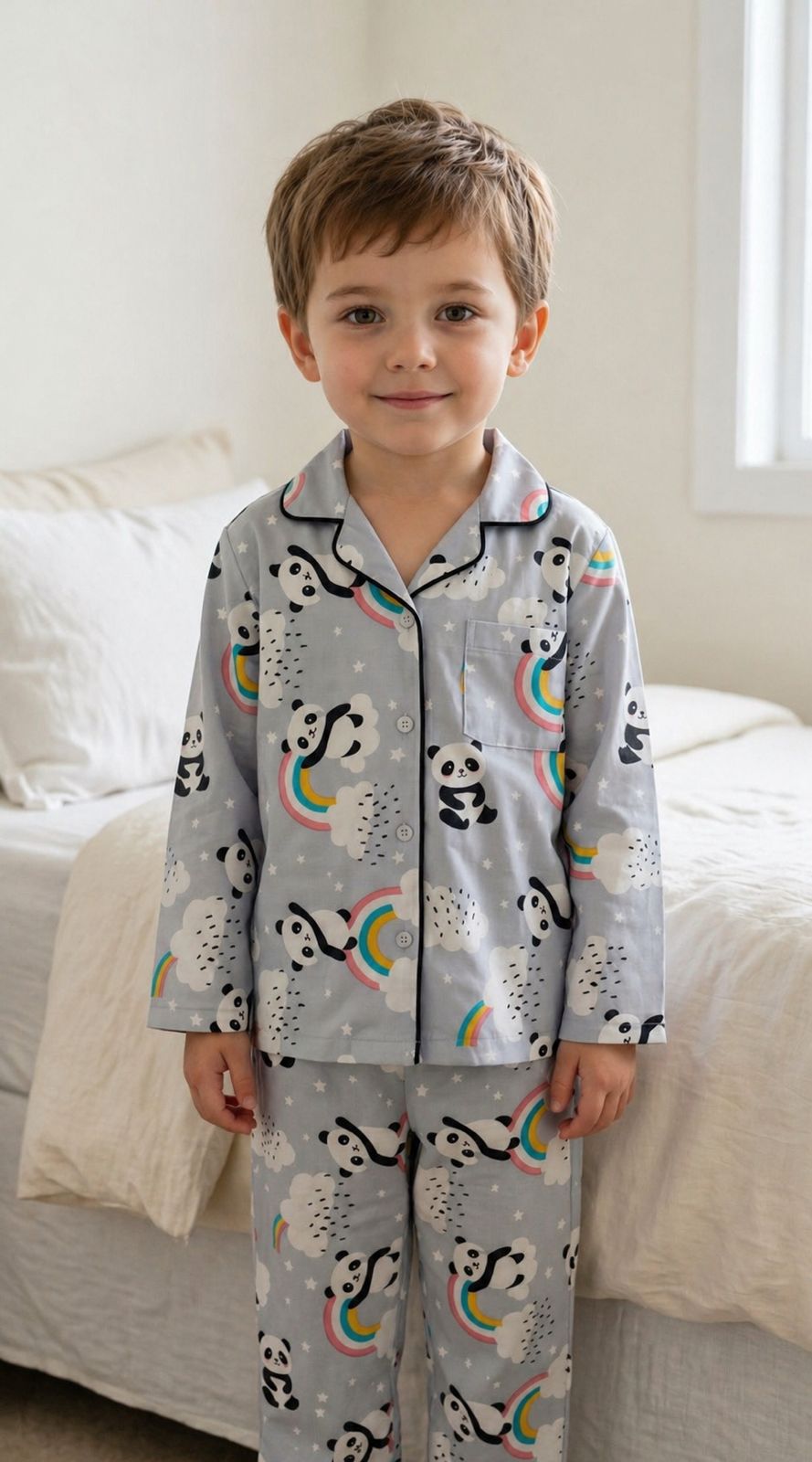 🐼💕Kids Printed Night Suit Set boys Cotton Nightwear Soft & Comfortable Sleepwear