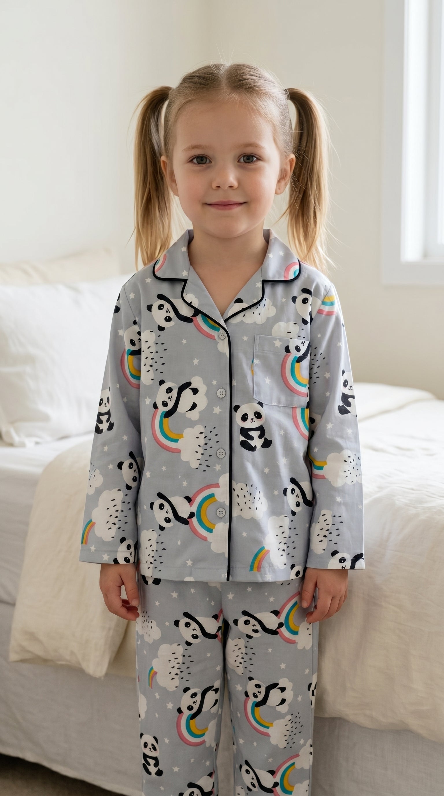 Kids Printed Night Suit Set Girls Cotton Nightwear Soft & Comfortable Sleepwear (Copy)