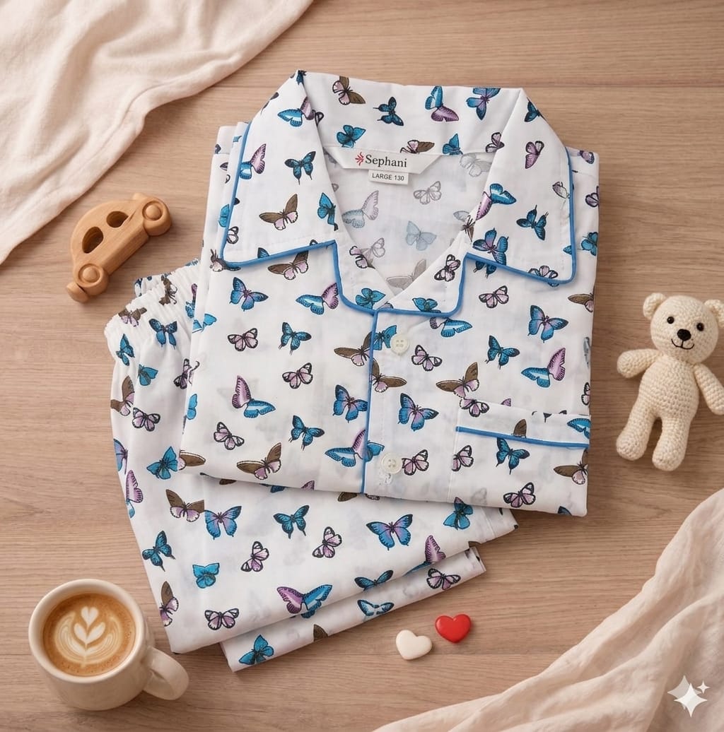 Kids Printed Night Suit Set Girls Cotton Nightwear Soft & Comfortable Sleepwear