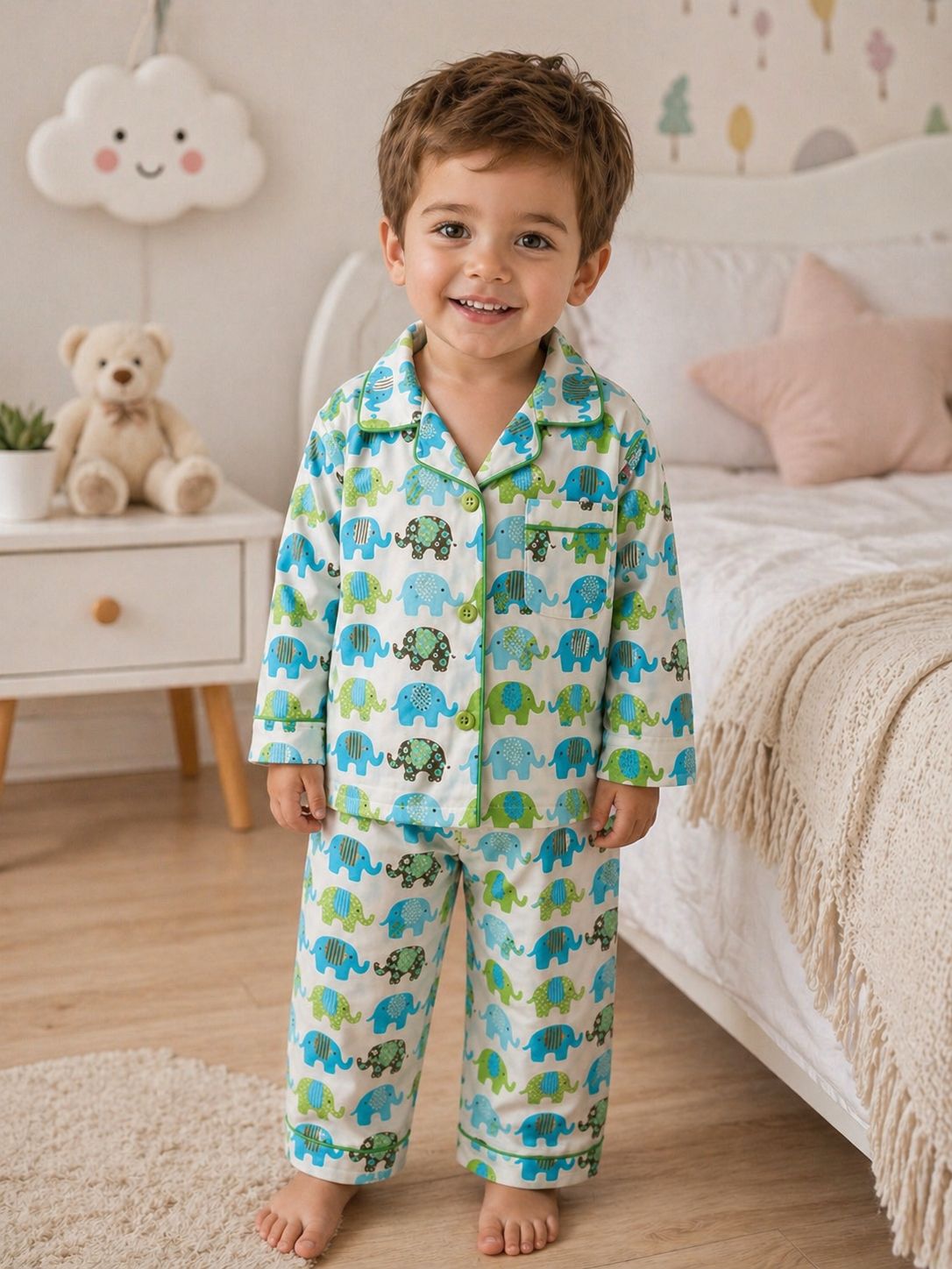🐘🐘💖Kids Printed Night Suit Set BOY Cotton Nightwear Soft & Comfortable Sleepwear