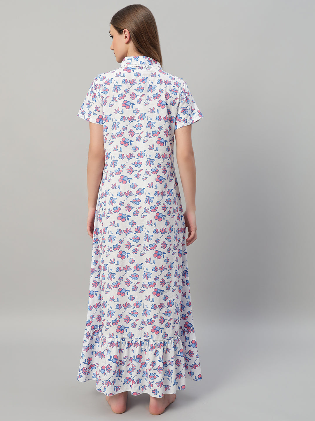 Women’s Pure Cotton Floral Nighty – Soft & Breathable Comfort