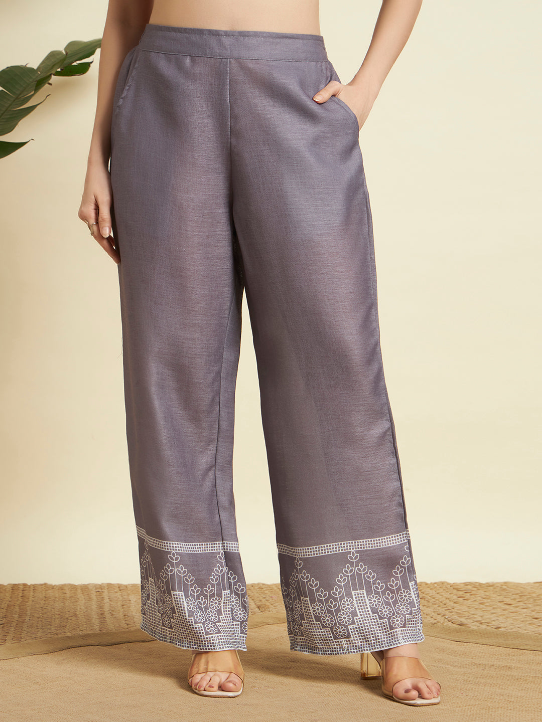 Grey Embroidered Kurta & Pant Co-Ord Set for Women
