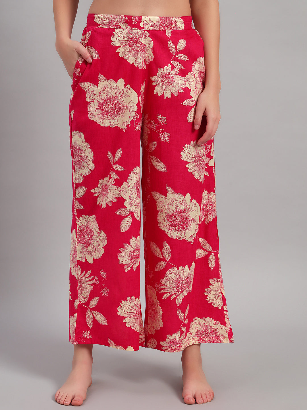 Women’s Pink Floral Printed Night Suit Co-Ord Set