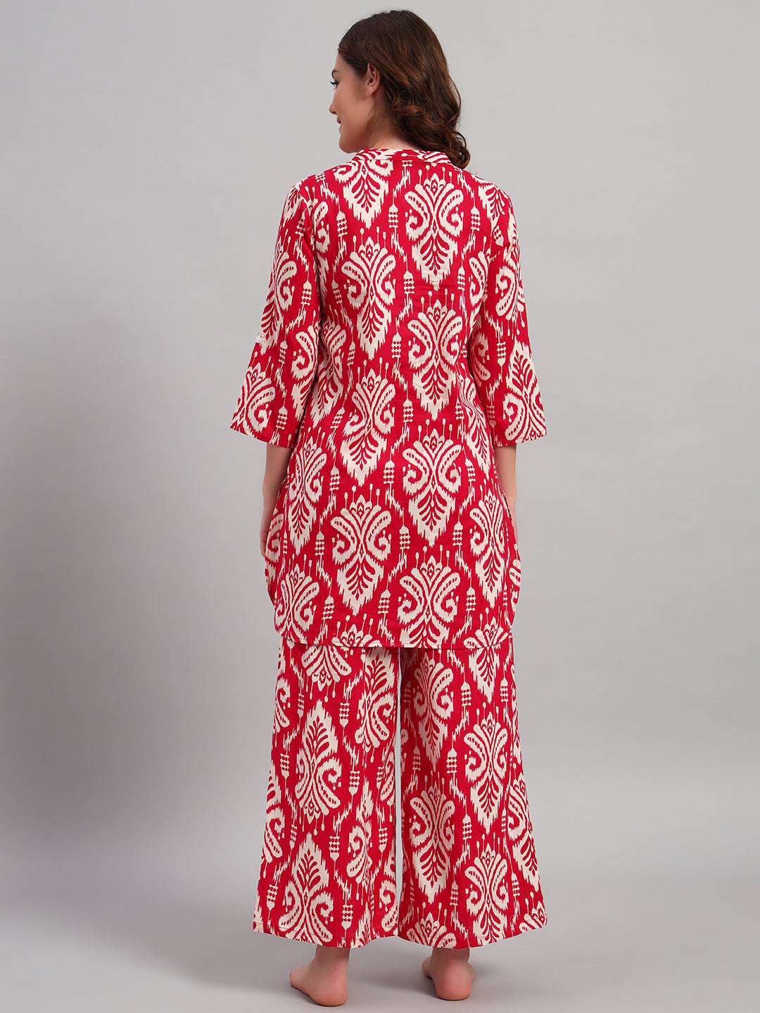 Red Ethnic Printed Kurta & Pant Co-Ord Set for Women
