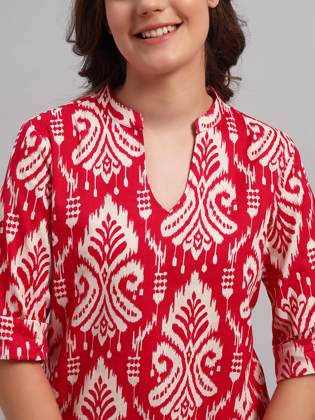 Red Ethnic Printed Kurta & Pant Co-Ord Set for Women