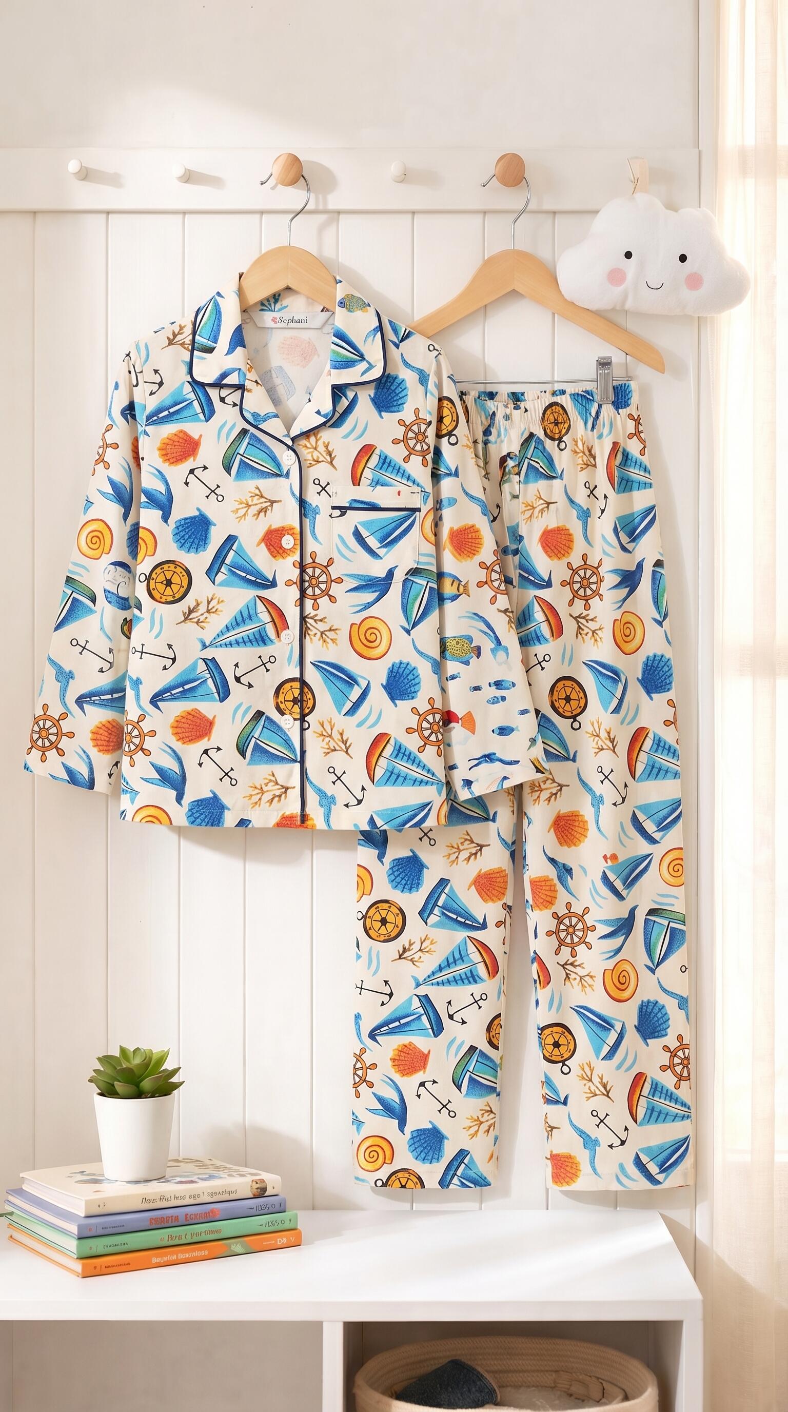 ⛵⛵💖Kids Printed Night Suit Set Boys Cotton Nightwear Soft & Comfortable Sleepwear