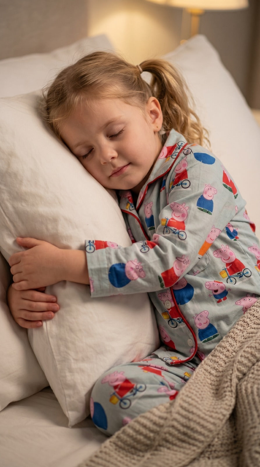 💕🦒Kids Printed Night Suit Set | Cute Cartoon Pig Print Cotton Nightwear | Soft & Comfortable Sleepwear for Girls