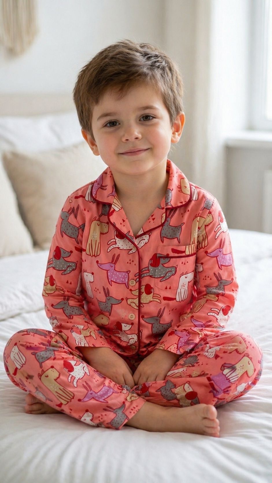 💕🦒Kids Printed Night Suit Set | Animal Print Cotton Nightwear | Soft & Comfortable Sleepwear Boys