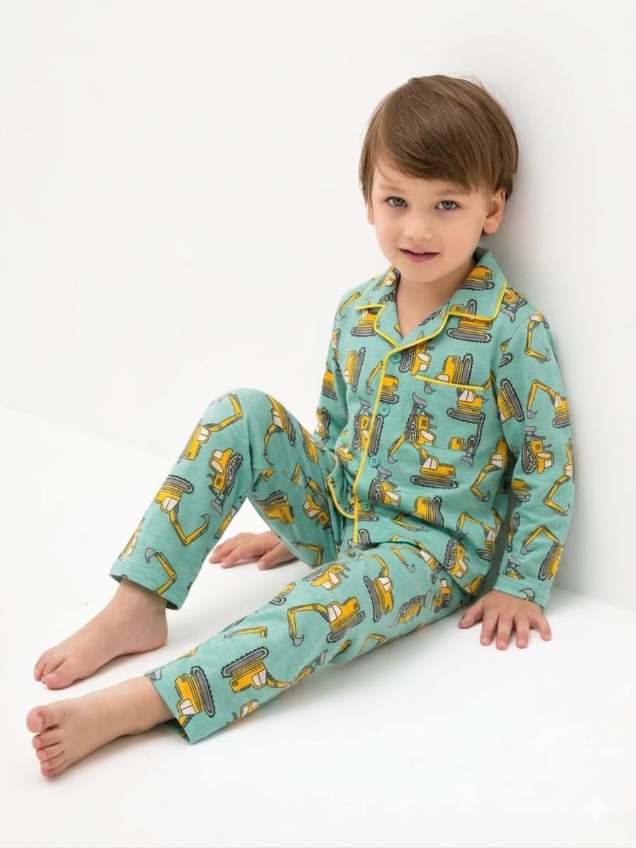 🐼💕🐼Kids Printed Night Suit Set Boys Cotton Nightwear Soft & Comfortable Sleepwear