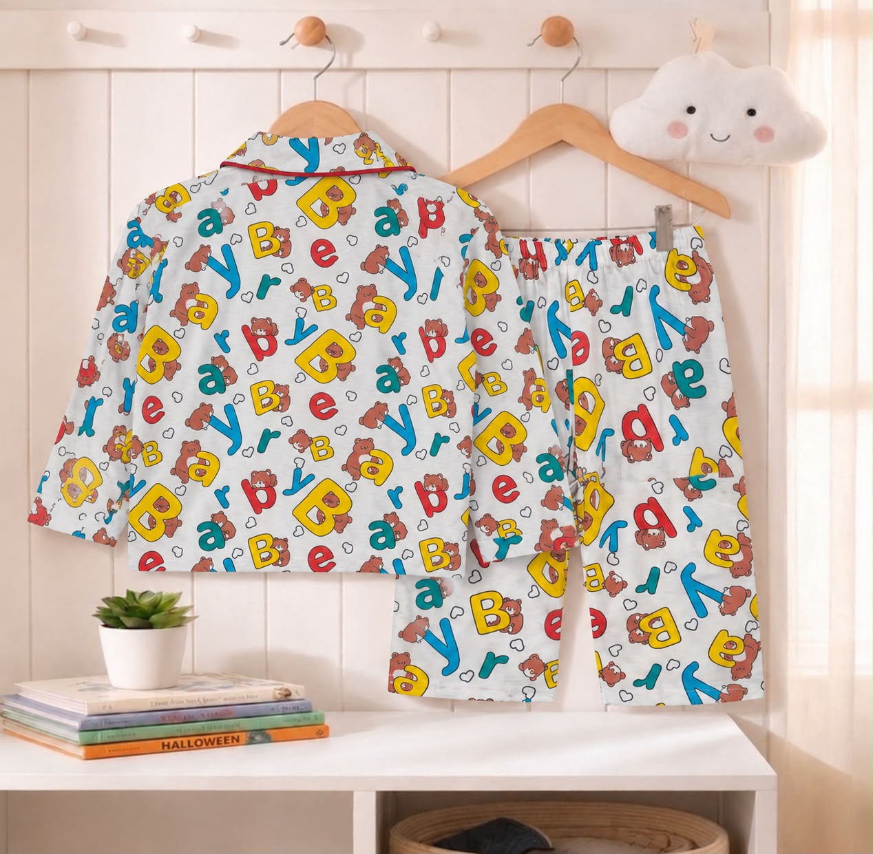 💕Kids Rainbow Print Night Suit Set | Cute Printed Cotton Pajama Set for Girls| Soft & Comfortable Sleepwear