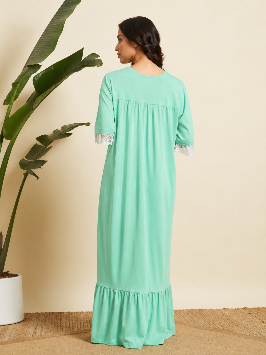 Elegant mint green premium cotton sleepwear for women by Sephani