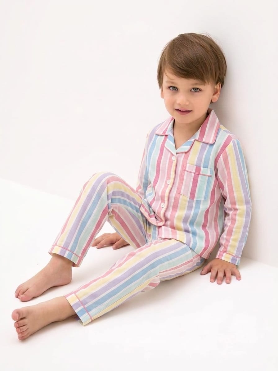 🐼💕🐼Kids Printed Night Suit Set Boys Cotton Nightwear Soft & Comfortable Sleepwear