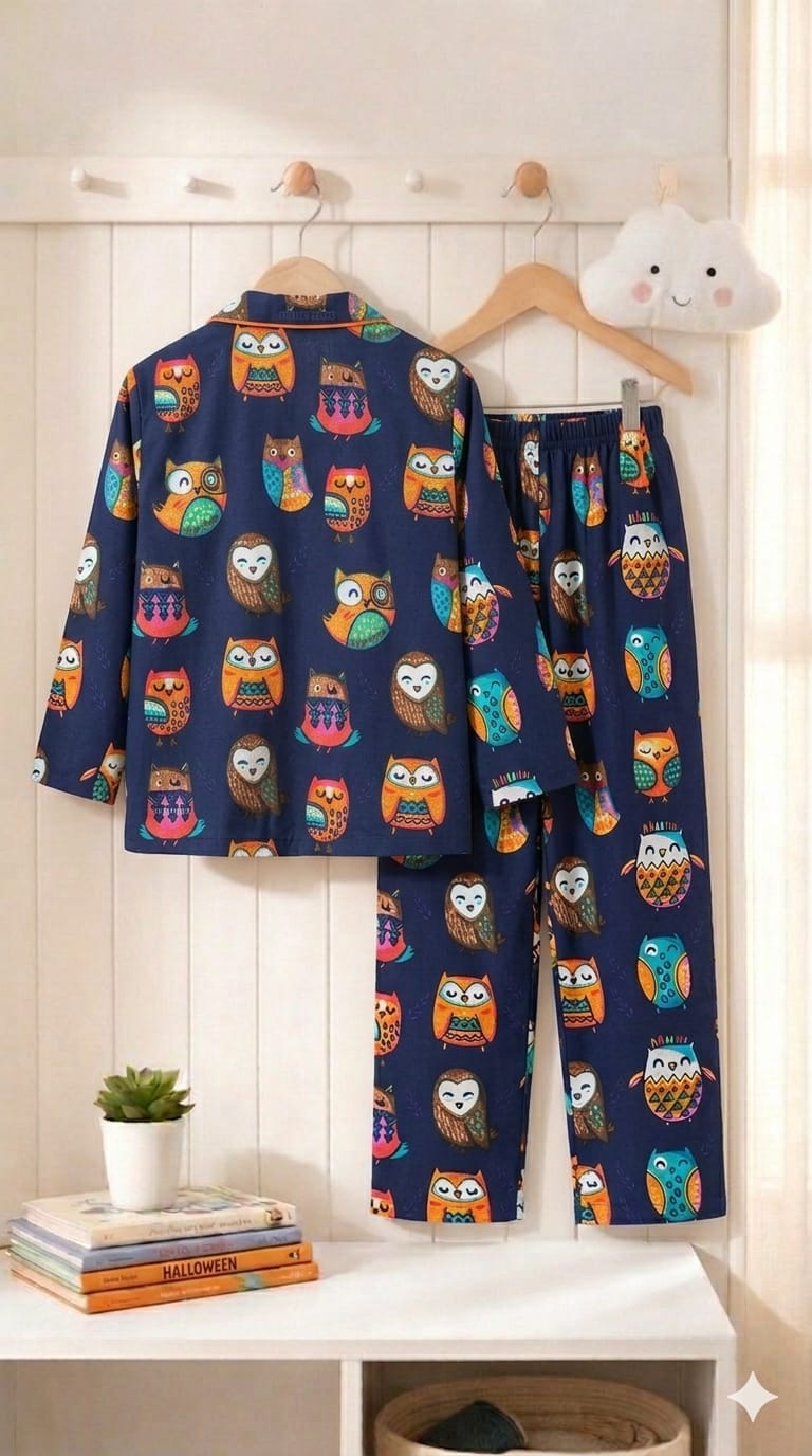 🦉💖Kids Printed Night Suit Set BOY Cotton Nightwear Soft & Comfortable Sleepwear