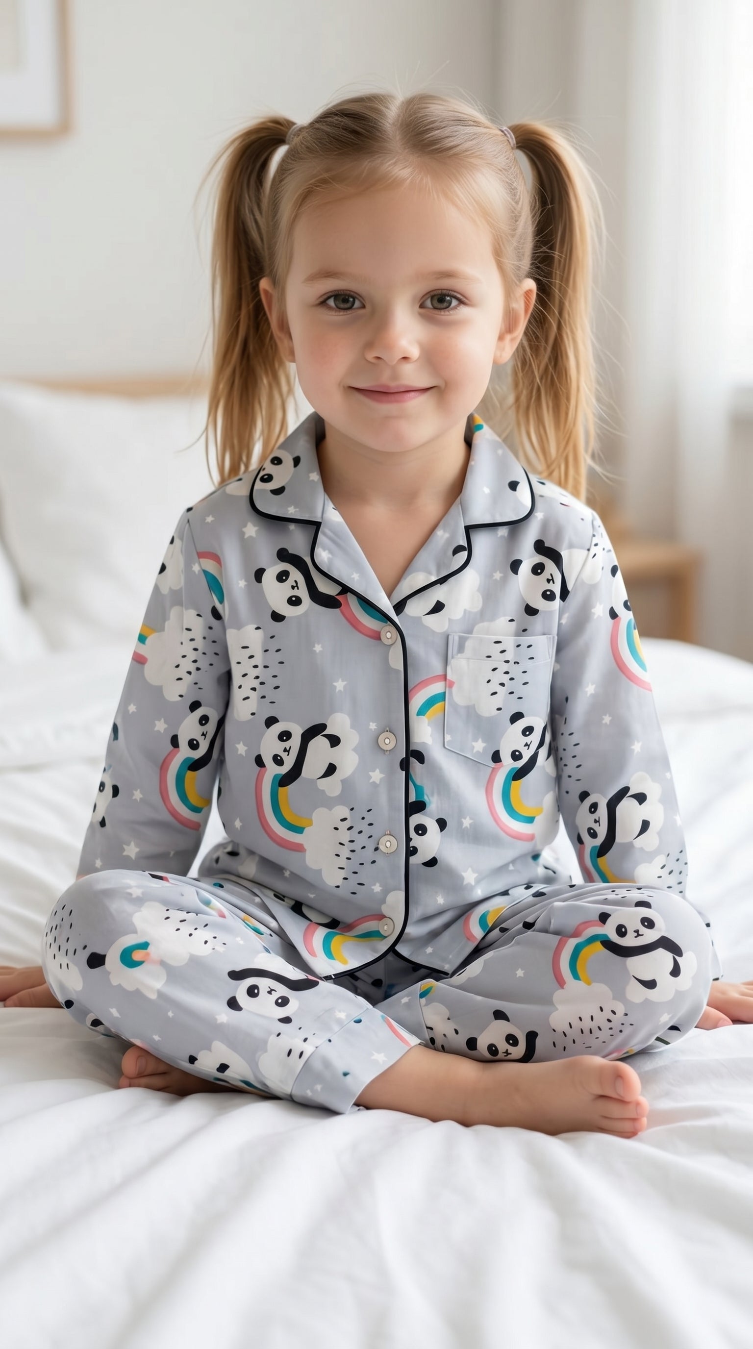 Kids Printed Night Suit Set Girls Cotton Nightwear Soft & Comfortable Sleepwear (Copy)