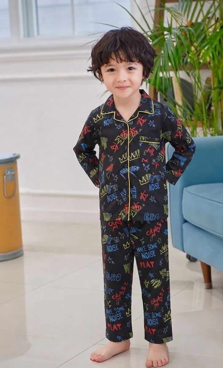 🐼💕🐼Kids Printed Night Suit Set Boys Cotton Nightwear Soft & Comfortable Sleepwear