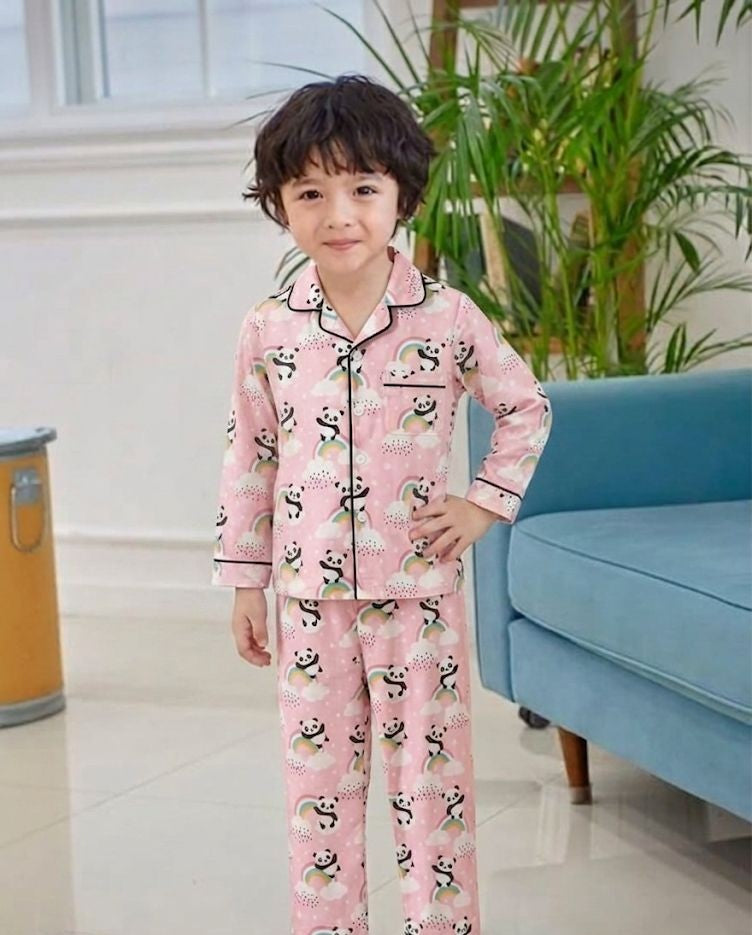 🐼💕🐼Kids Printed Night Suit Set Boys Cotton Nightwear Soft & Comfortable Sleepwear