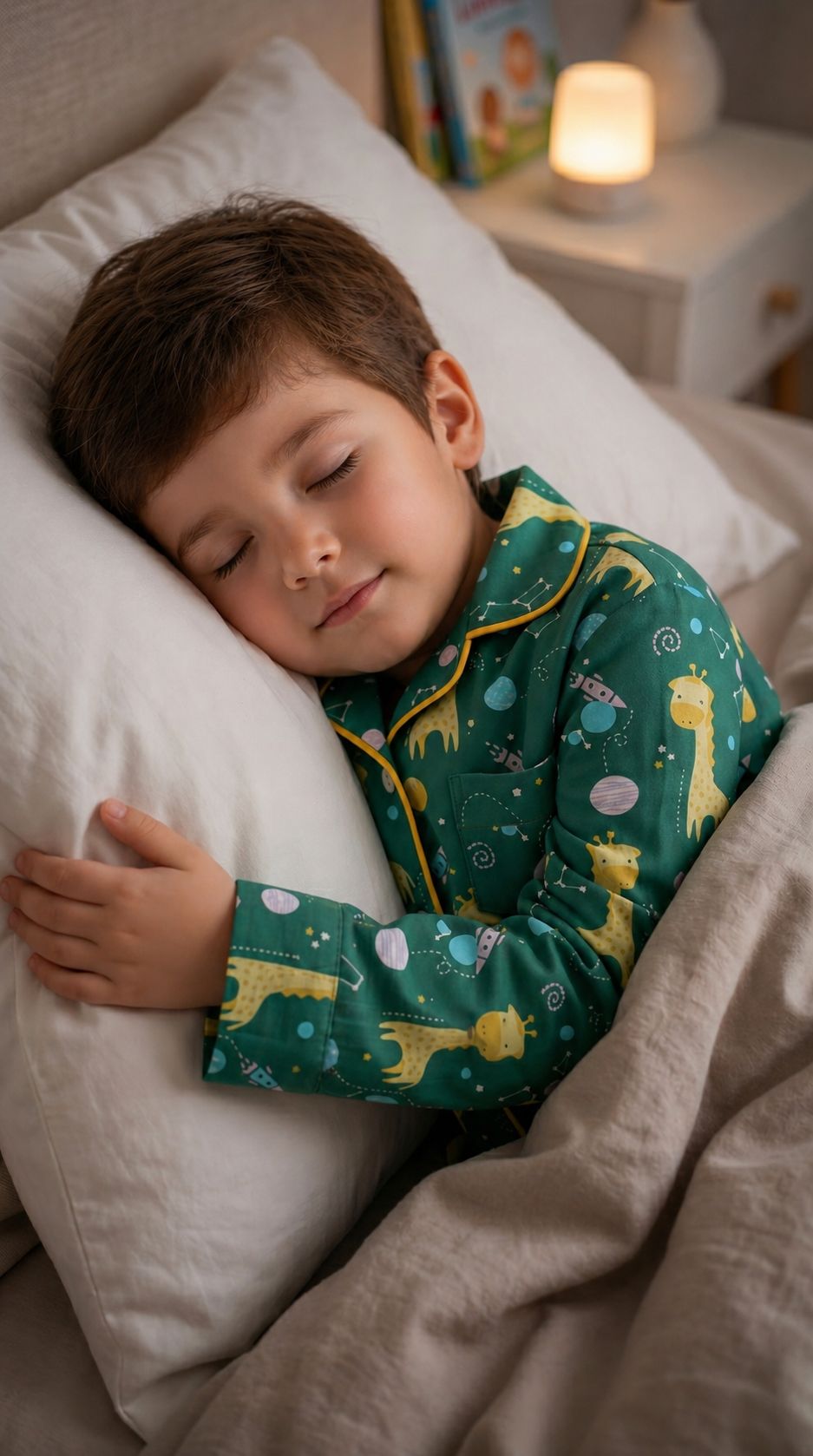 💕🦒Kids Printed Night Suit Set | Giraffe & Space Print Cotton Nightwear | Soft & Comfortable Sleepwear boy