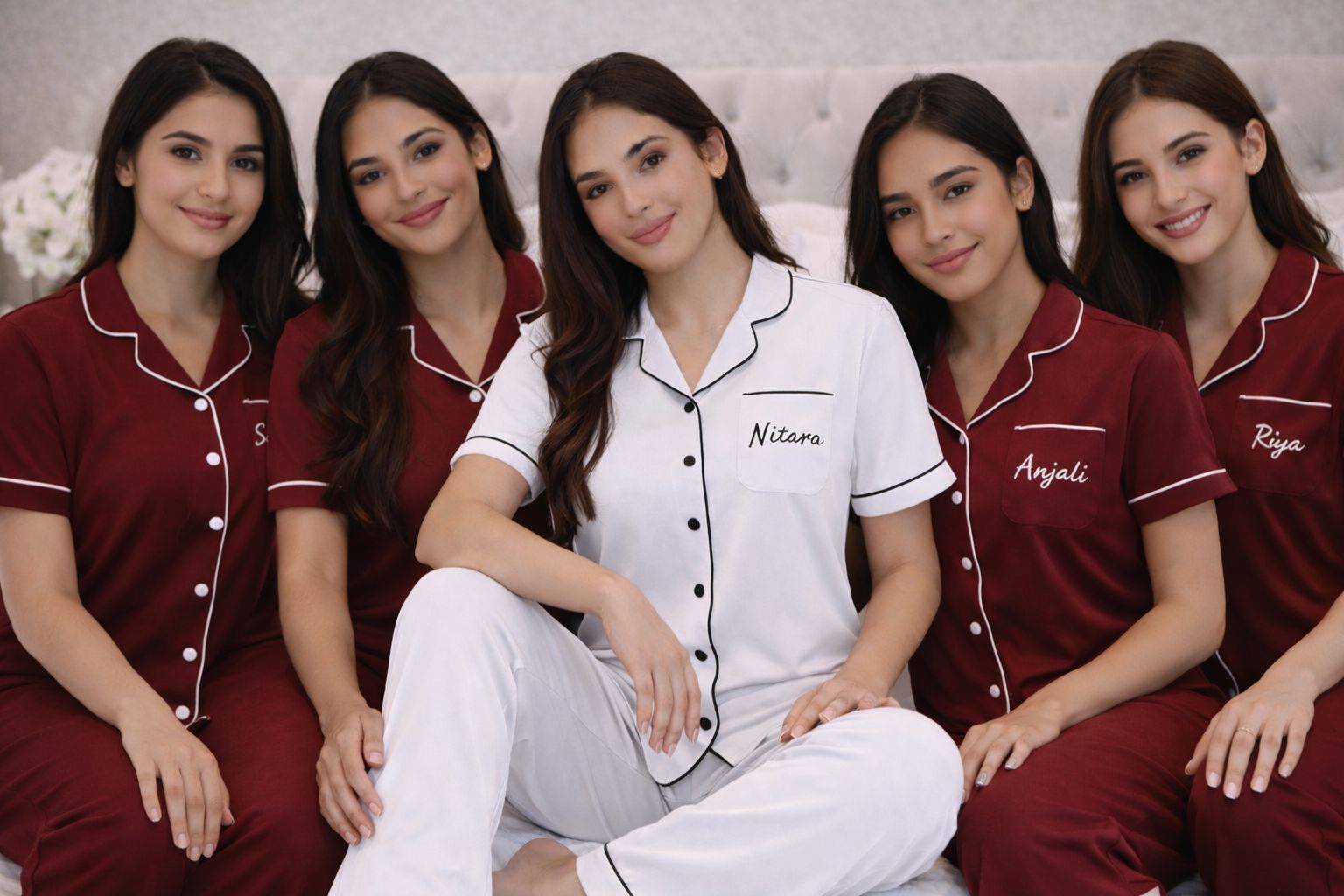 Customizable Cotton NightSuit Set for Women Personalized Name Pajama Set