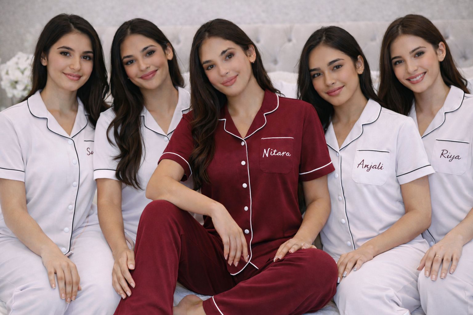 Customizable Cotton NightSuit Set for Women Personalized Name Pajama Set