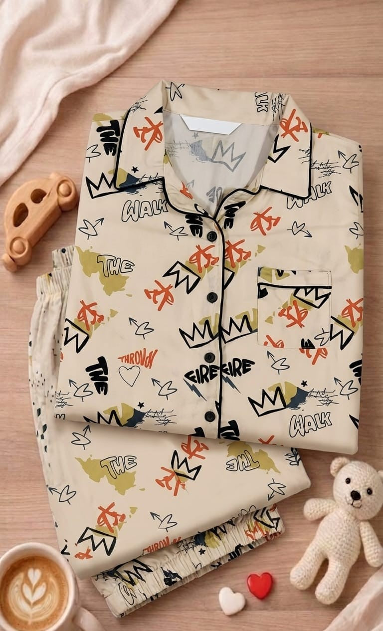 🐼💕🐼Kids Printed Night Suit Set Boys Cotton Nightwear Soft & Comfortable Sleepwear