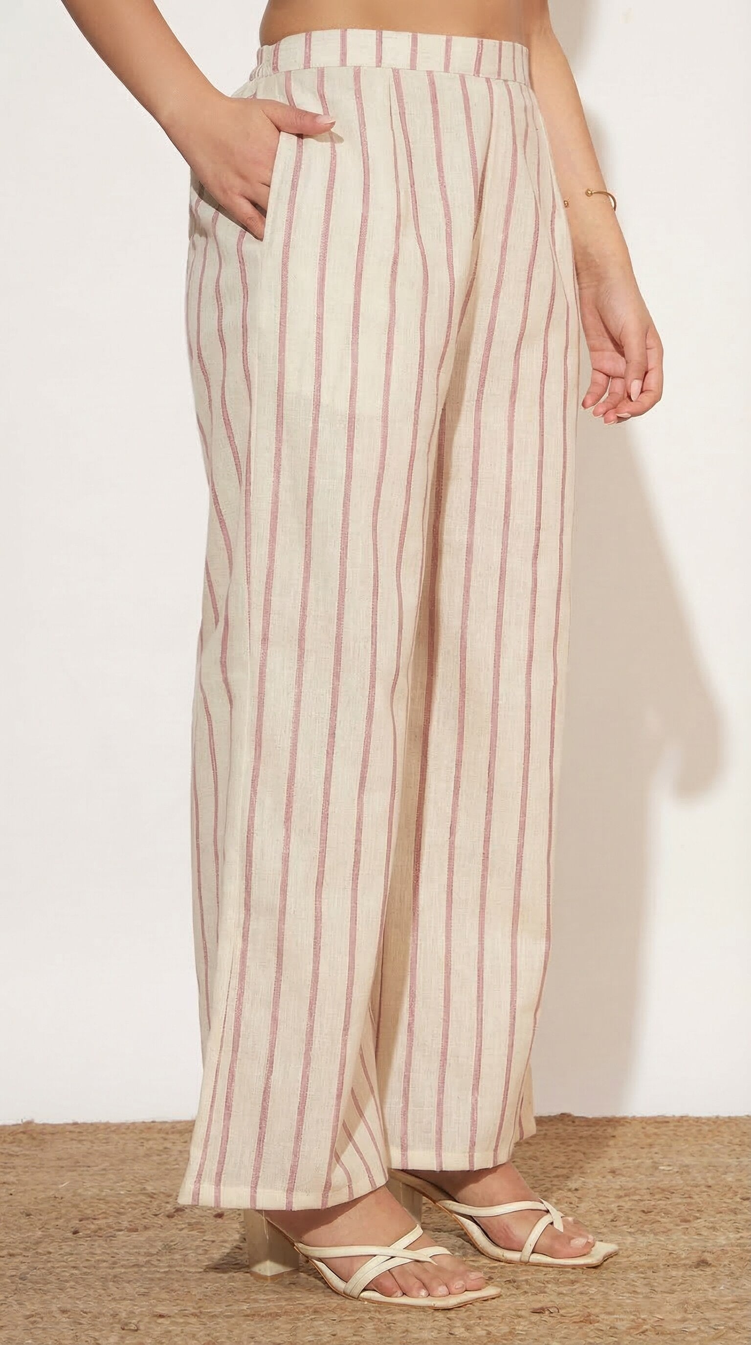 Women’s Pink Striped Sleeveless Co-Ord Set