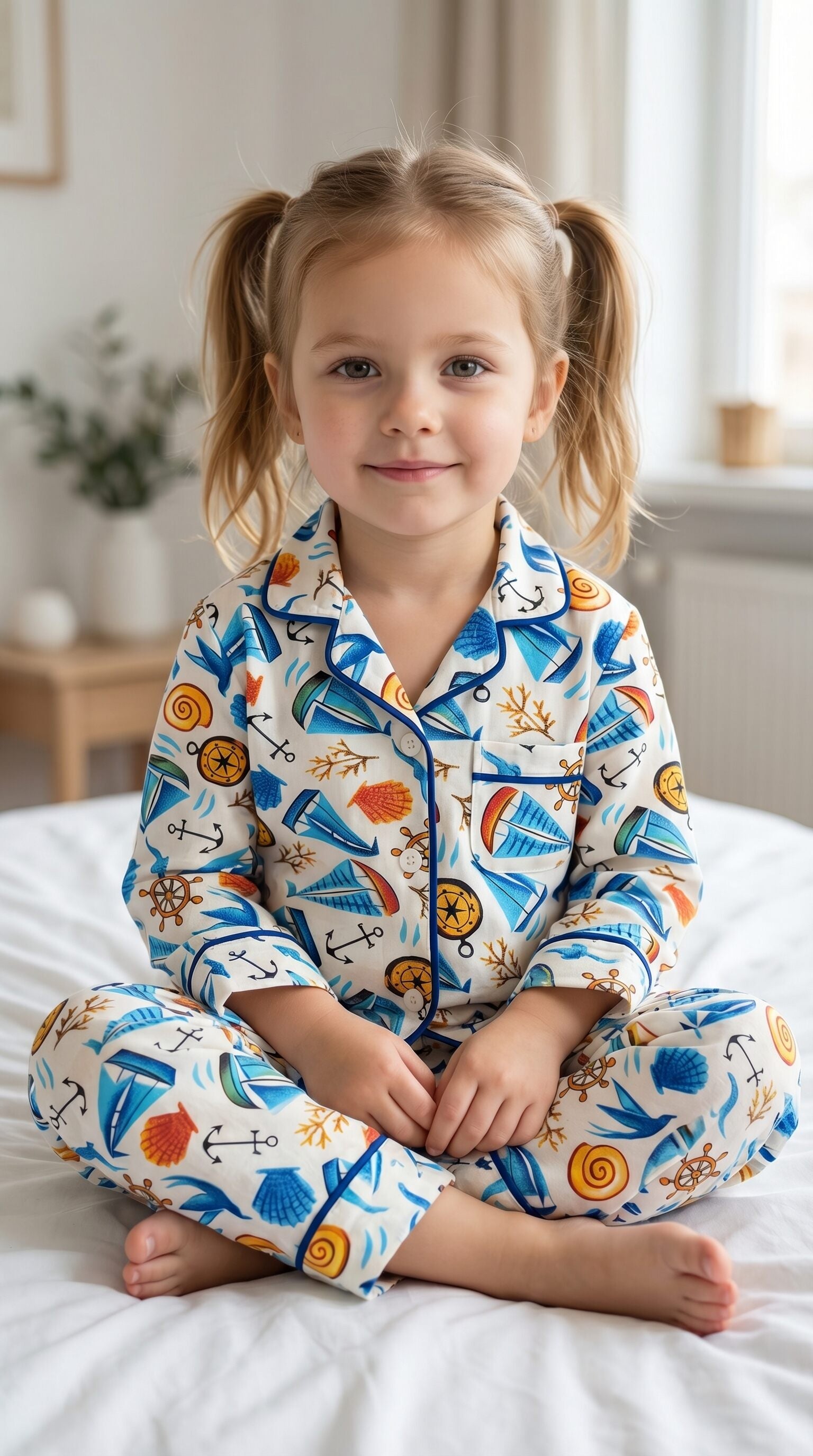 Kids Printed Night Suit Set Girls Cotton Nightwear Soft & Comfortable Sleepwear