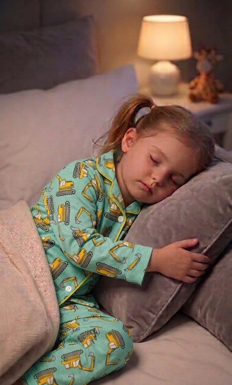 💕Kids Rainbow Print Night Suit Set | Cute Printed Cotton Pajama Set for Girls| Soft & Comfortable Sleepwear