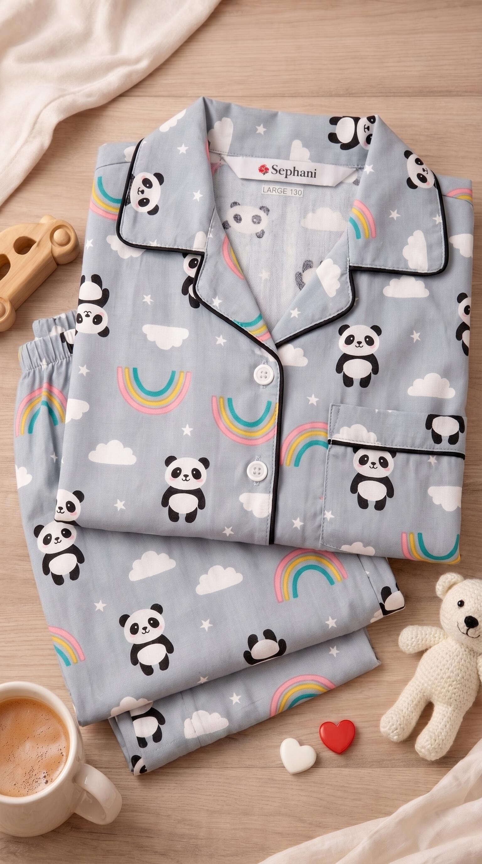 Kids Printed Night Suit Set Girls Cotton Nightwear Soft & Comfortable Sleepwear (Copy)