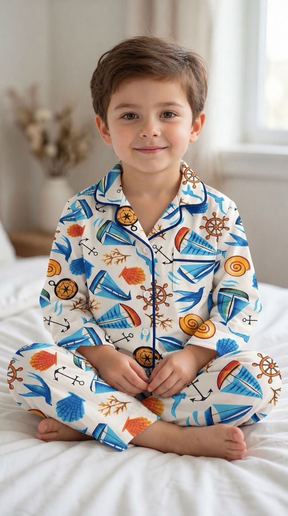 ⛵⛵💖Kids Printed Night Suit Set Boys Cotton Nightwear Soft & Comfortable Sleepwear