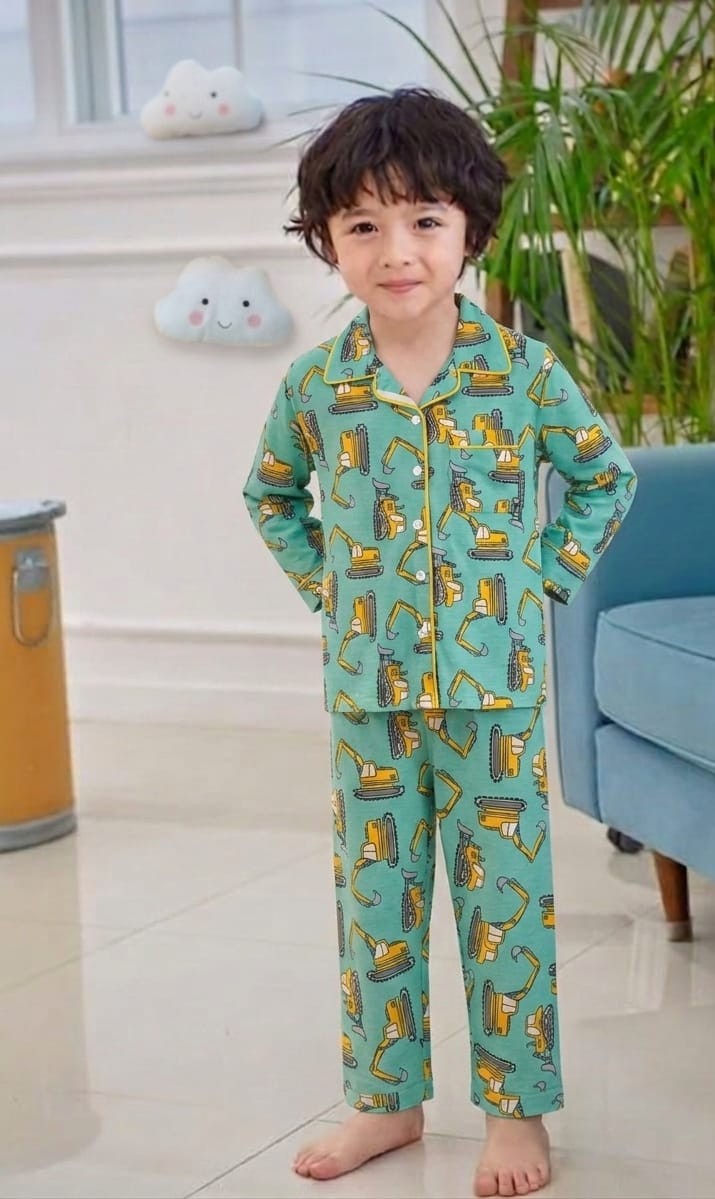 🐼💕🐼Kids Printed Night Suit Set Boys Cotton Nightwear Soft & Comfortable Sleepwear