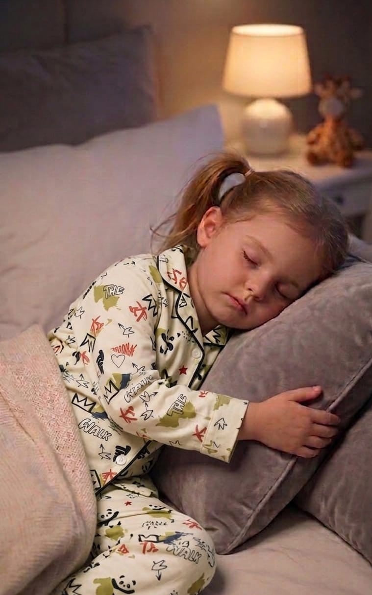 💕Kids Rainbow Print Night Suit Set | Cute Printed Cotton Pajama Set for Girls| Soft & Comfortable Sleepwear