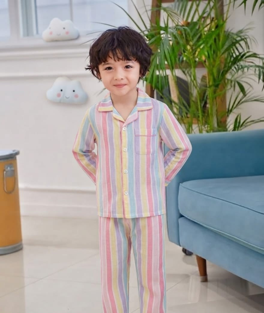 🐼💕🐼Kids Printed Night Suit Set Boys Cotton Nightwear Soft & Comfortable Sleepwear