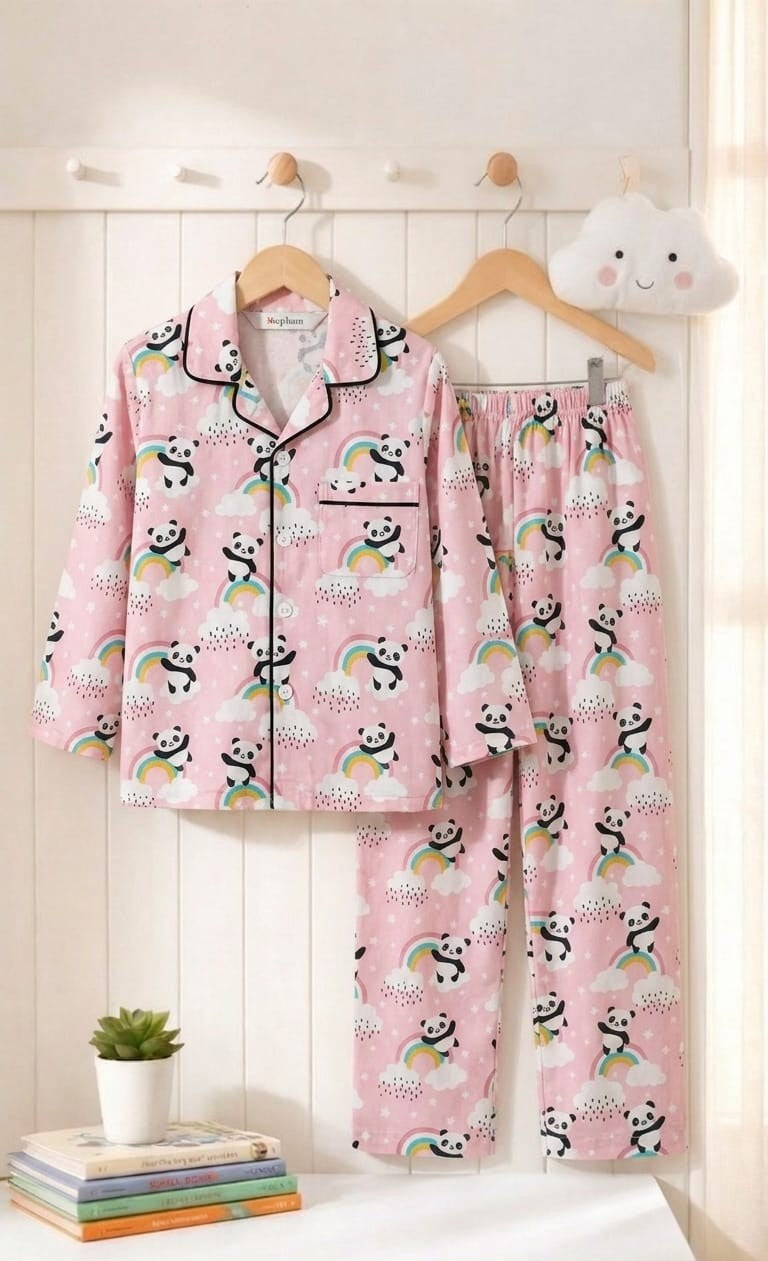 🐼💕🐼Kids Printed Night Suit Set Boys Cotton Nightwear Soft & Comfortable Sleepwear
