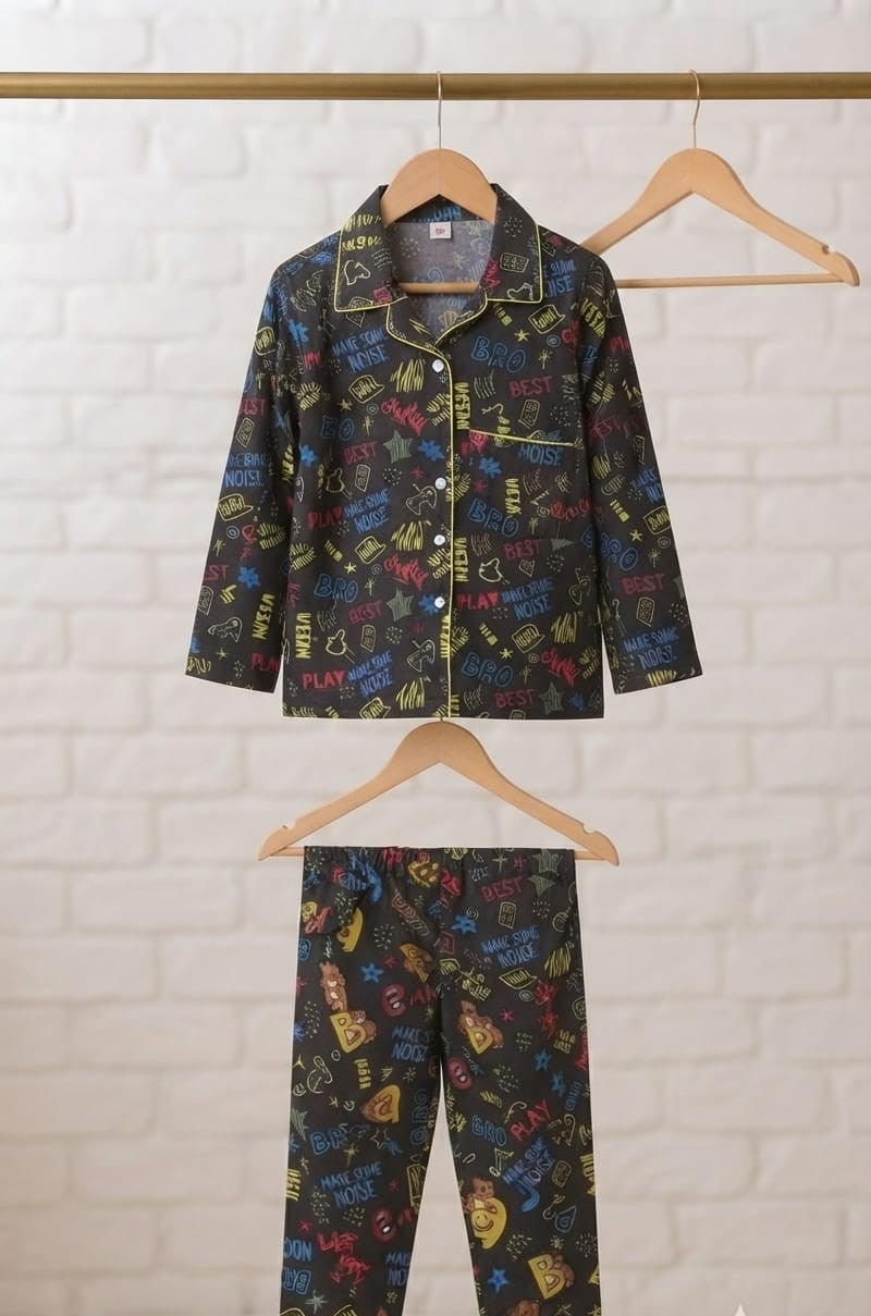 💕Kids Rainbow Print Night Suit Set | Cute Printed Cotton Pajama Set for Girls| Soft & Comfortable Sleepwear