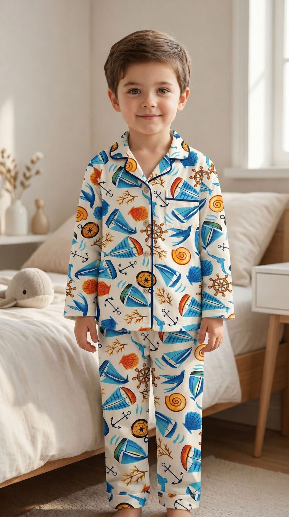 ⛵⛵💖Kids Printed Night Suit Set Boys Cotton Nightwear Soft & Comfortable Sleepwear