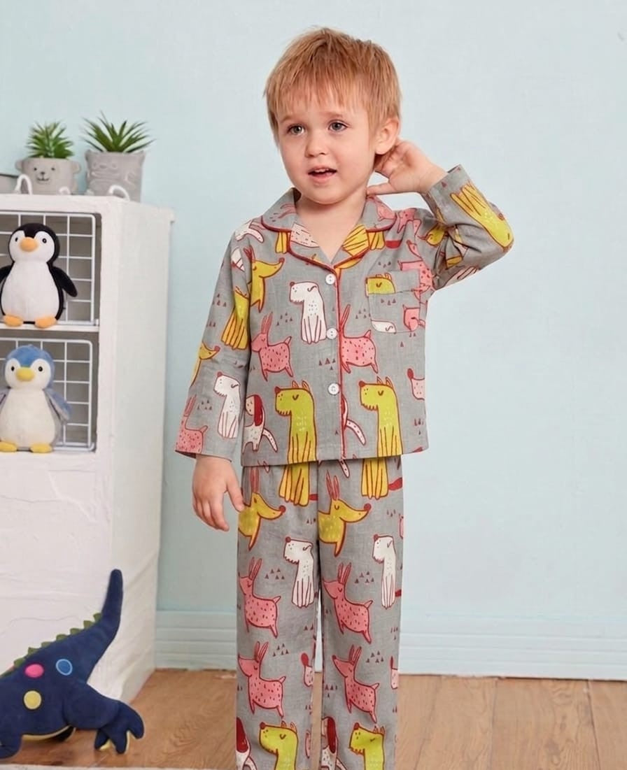 🦒💖🦒Kids Printed Night Suit Set Boys Cotton Nightwear Soft & Comfortable Sleepwear