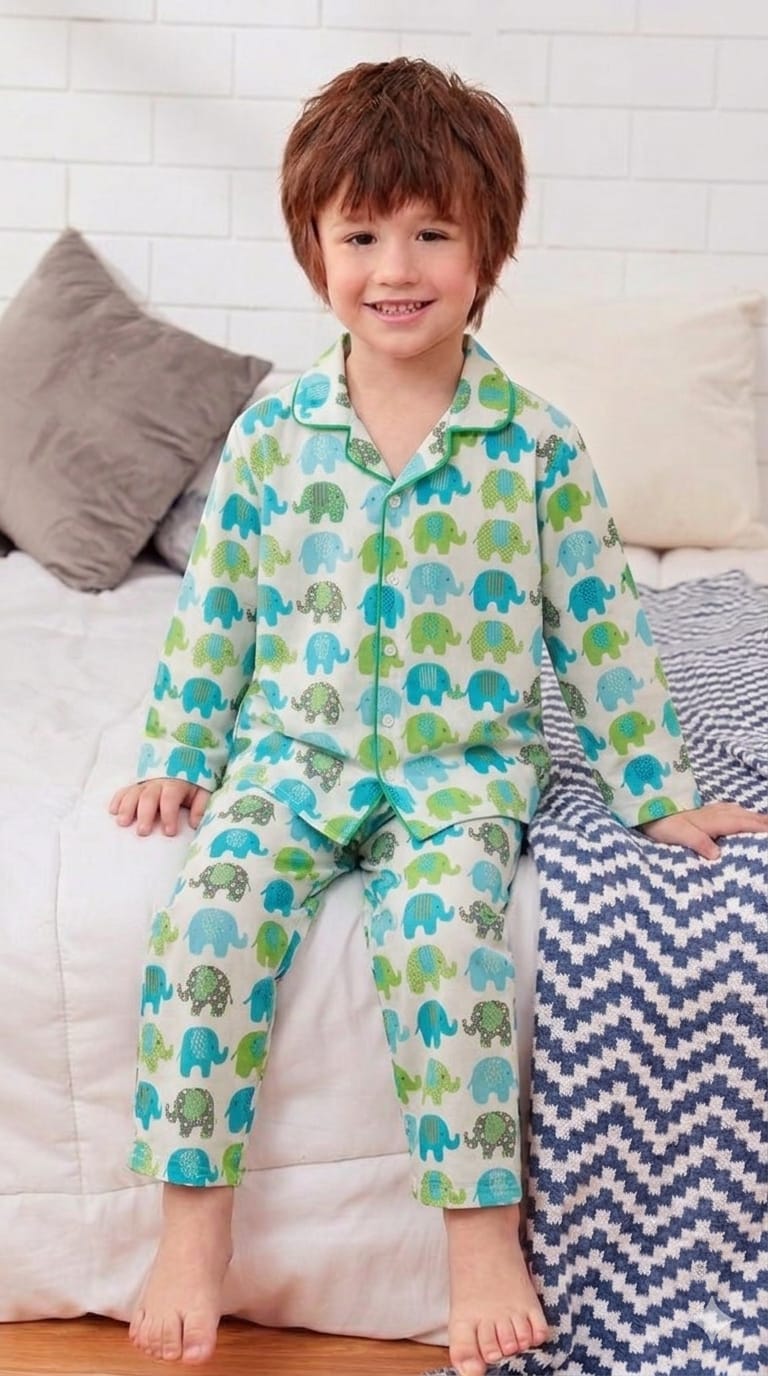 🐘🐘💖Kids Printed Night Suit Set BOY Cotton Nightwear Soft & Comfortable Sleepwear