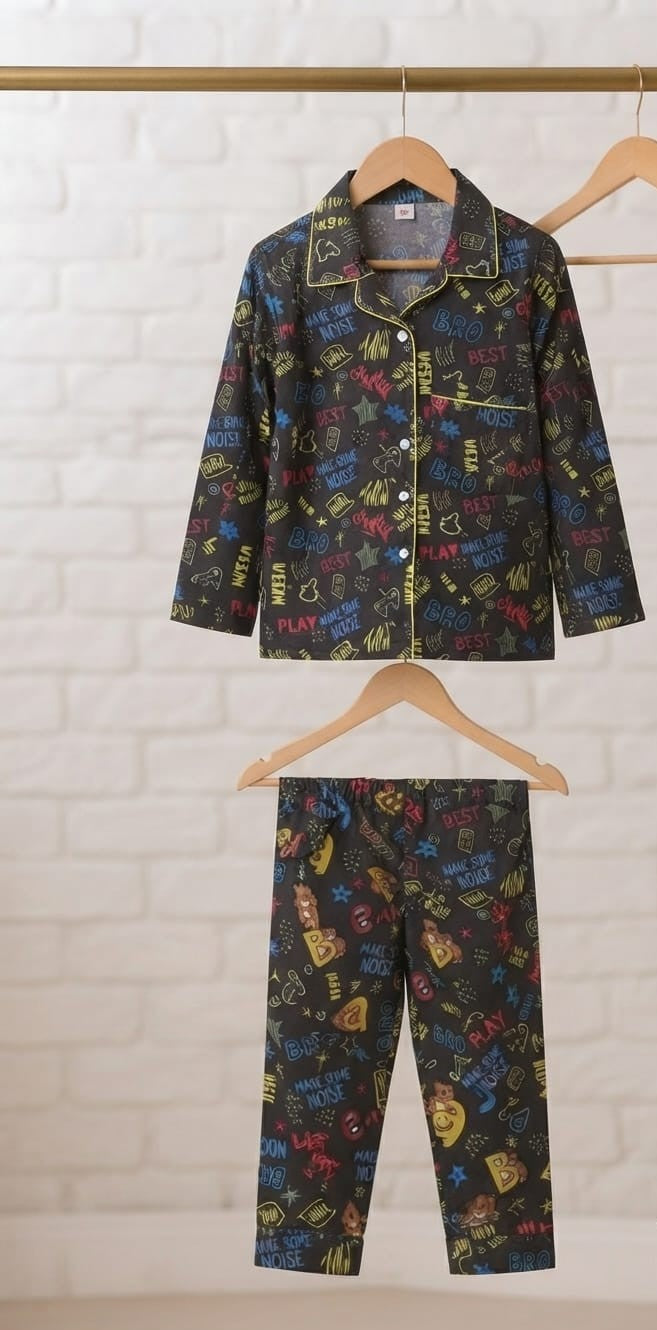 🐼💕🐼Kids Printed Night Suit Set Boys Cotton Nightwear Soft & Comfortable Sleepwear