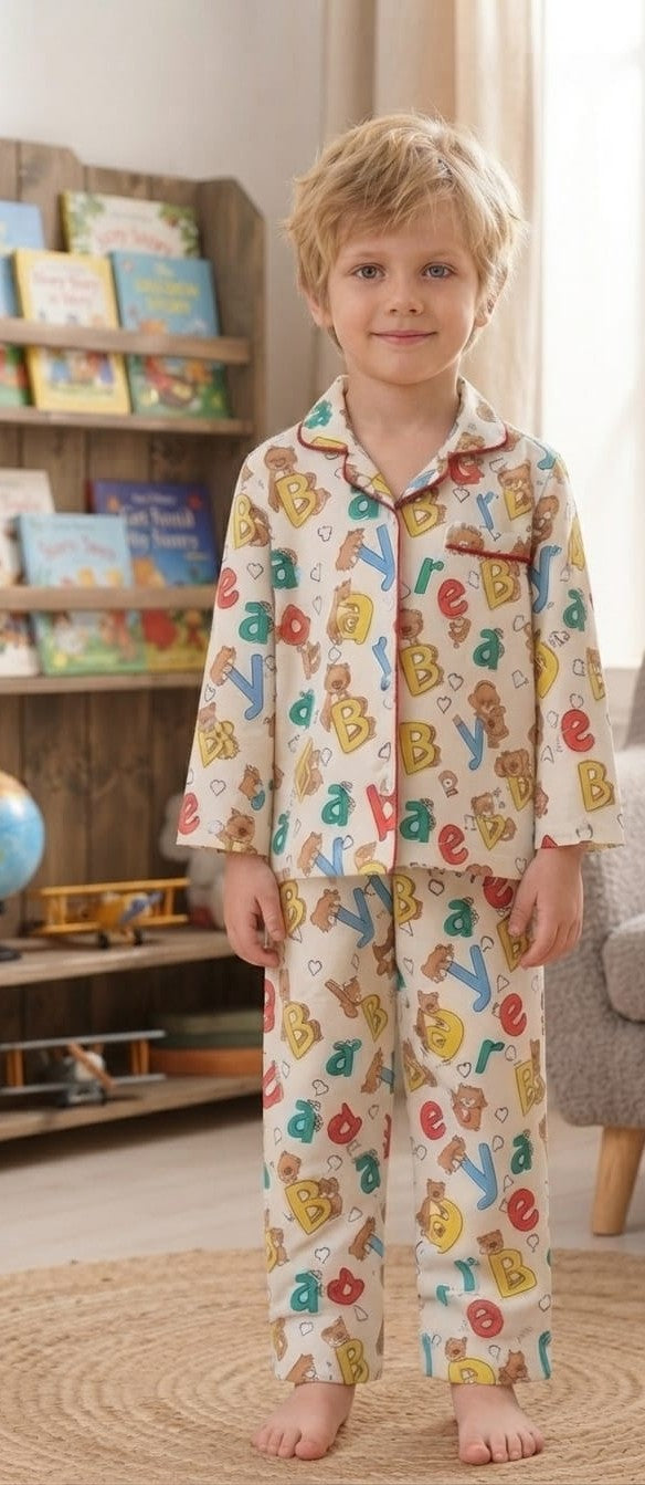 🐼💕🐼Kids Printed Night Suit Set Boys Cotton Nightwear Soft & Comfortable Sleepwear