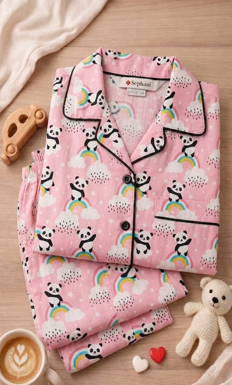 🐼💕🐼Kids Printed Night Suit Set Boys Cotton Nightwear Soft & Comfortable Sleepwear