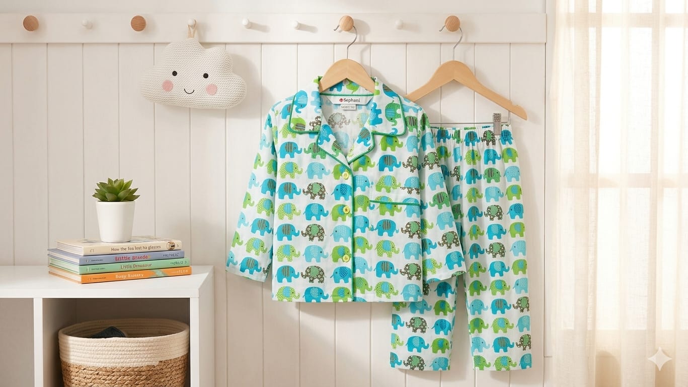 🐘🐘💖Kids Printed Night Suit Set BOY Cotton Nightwear Soft & Comfortable Sleepwear