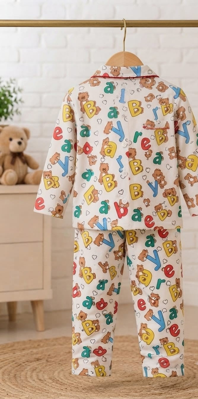 🐼💕🐼Kids Printed Night Suit Set Boys Cotton Nightwear Soft & Comfortable Sleepwear